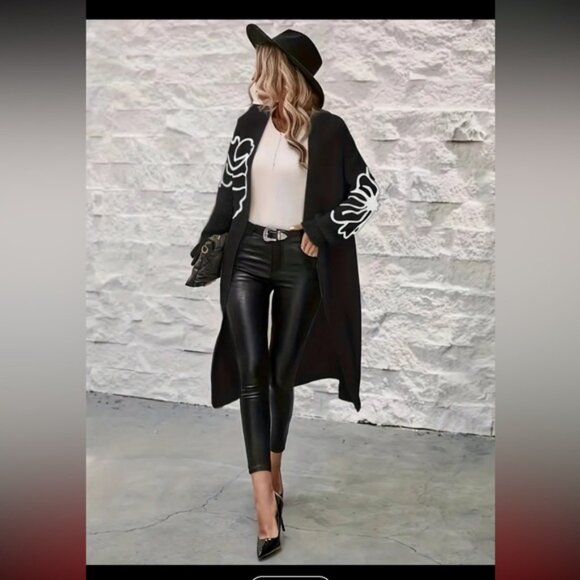 Black Floral Embroidered Womens Sweater 2XL - Picture 4 of 10